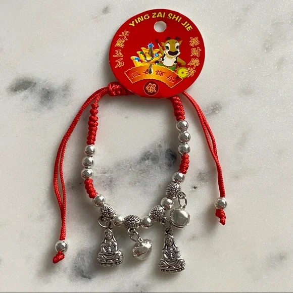 Set of 4 Bracelets - Buddha 🧘‍♀️ Lucky Cat Mauve 🐱 Elephants 🐘 Evil Eye 🧿 - Picture 4 of 6